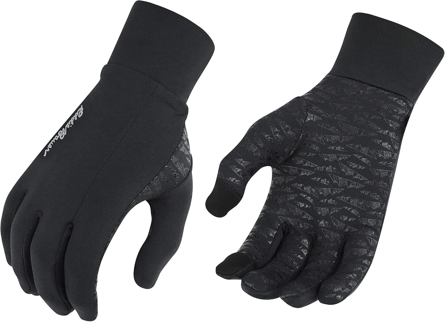 Unboxing Eddie Bauer Running Gloves Grid Fleece Black on a kitchen counter
