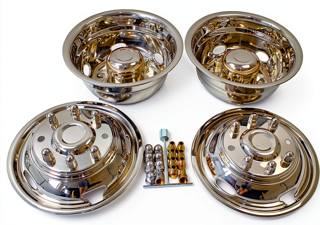 Installing XIUHAU 17 Inch Wheel Simulators Bolt‑On Silver on a garage workbench