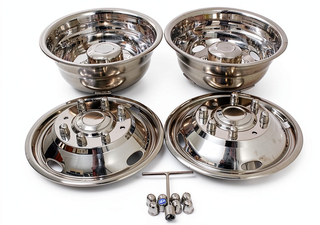 Installing XIUHUA 17 Inch Wheel Simulators Bolt‑On Silver on a garage workbench