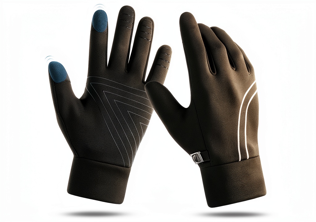 Achiou running gloves being used on a snowy trail
