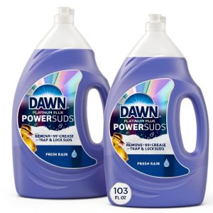 Dawn Platinum Plus PowerSuds Dish Soap Liquid 51.5 oz 2 Pack Rain-0