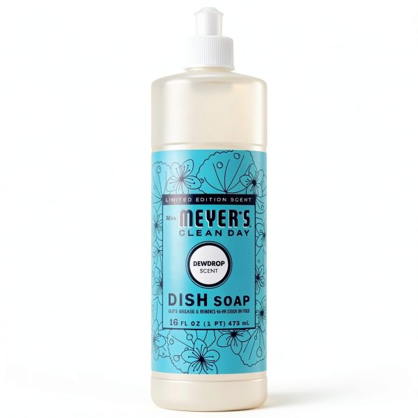 Mrs. MEYER'S CLEAN DAY Liquid Dish Soap, Biodegradable Formula, Dewdrop, 16 Fl Oz-0