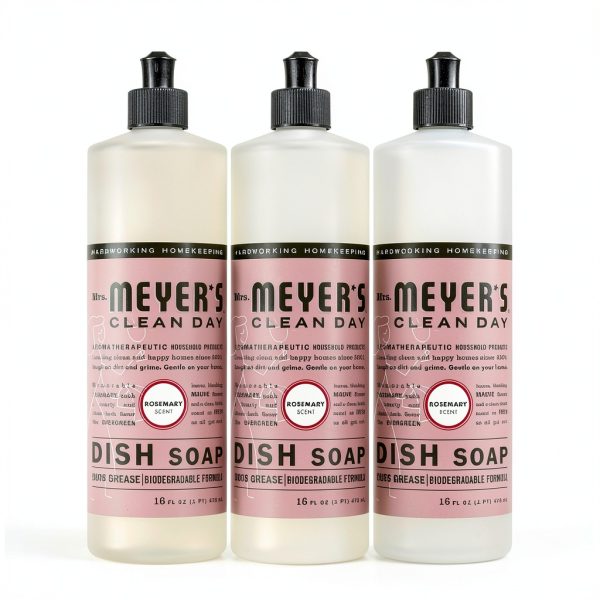 Mrs. MEYER'S CLEAN DAY Liquid Dish Soap, Rosemary Scent, 16 Ounce Bottle, Pack of 3-0