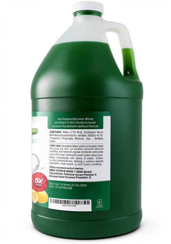 GreenFist Green Dish Soap [ Lemon Scent ] Manual Pot & Pan Professional Detergent Liquid Refill Pot & Pan Dish-Wash - Light or Heavy Use , 128 ounce ( 4 Gallon W/ 3 Sponges)-3